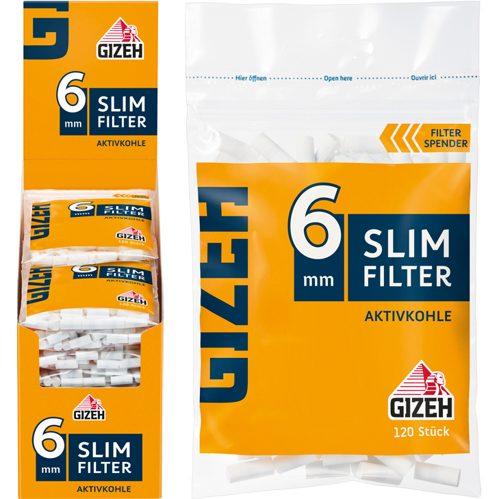 Gizeh Slim Filter Aktivkohle 6 mm 20 x 120 Stück
