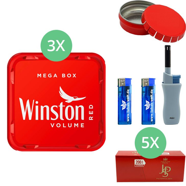 Winston Mega Box 3 x 140g mit 1000 JPS King Size Hülsen