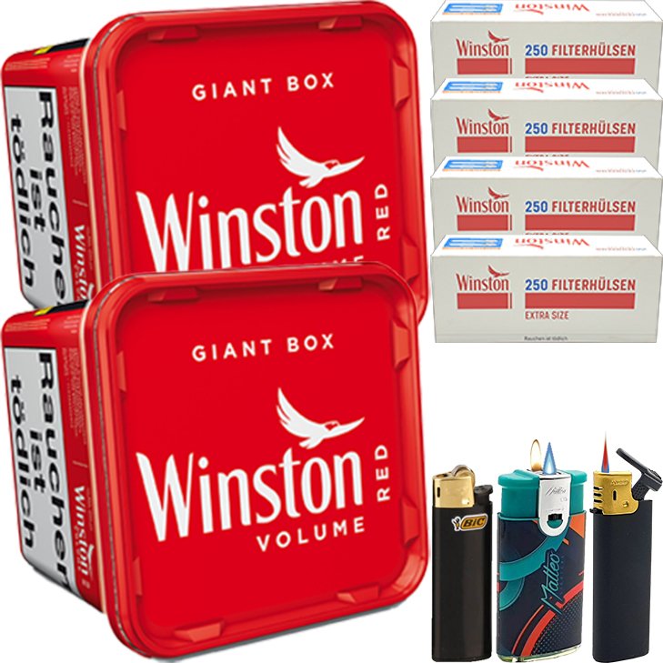 Winston Giant Box 2 x 230g mit 1000 Extra Size Hülsen