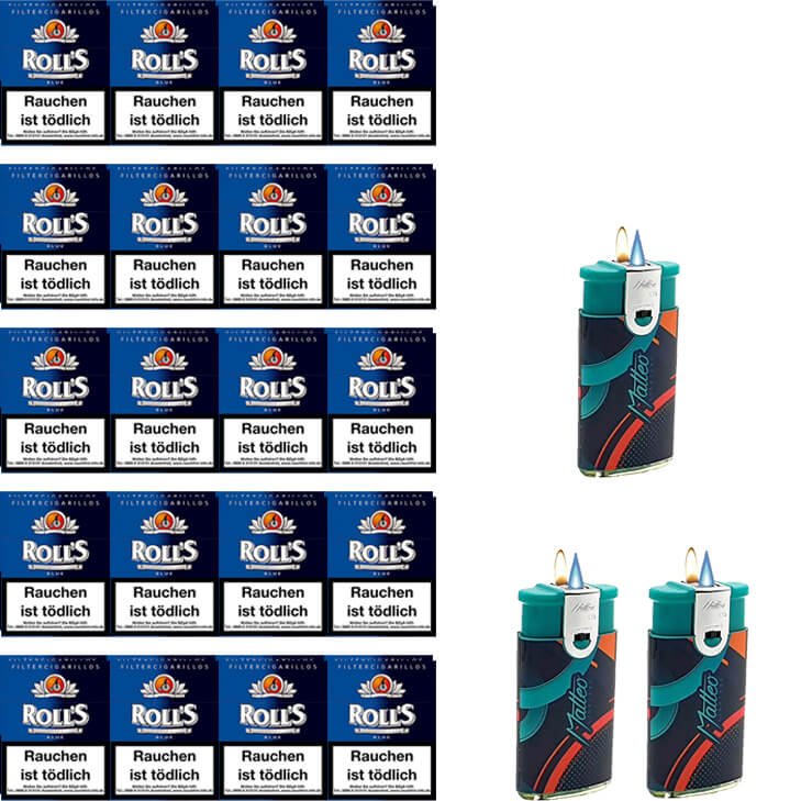 Rolls Blue Naturdeckblatt Zigarillos mit Filter (5 Stangen) 40 x 23 Stück
