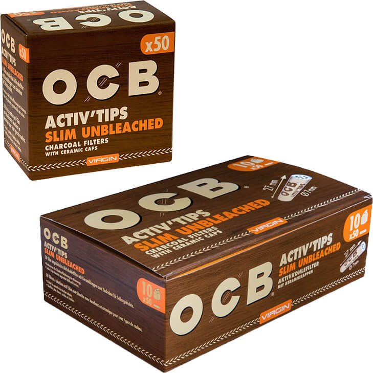 OCB Activ'Tips Slim Unbleached 7 mm 10 x 50 Stück