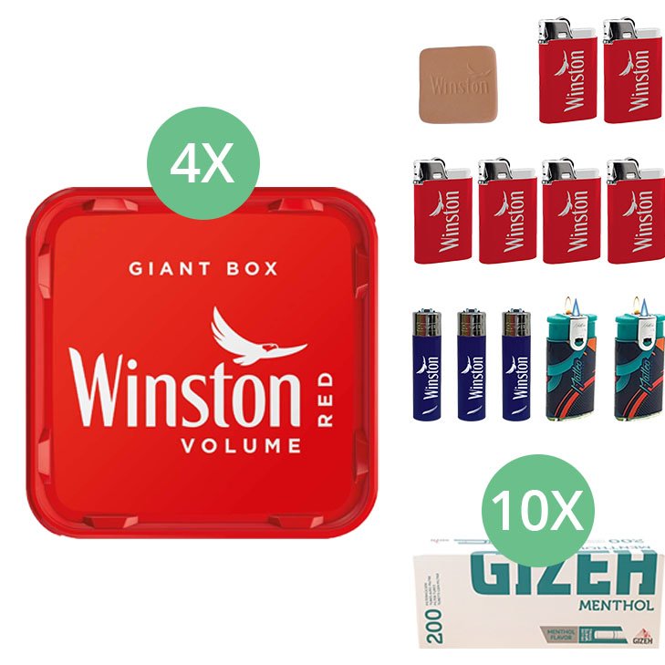 Winston Giant Box 4 x 245g mit 2000 Menthol Hülsen
