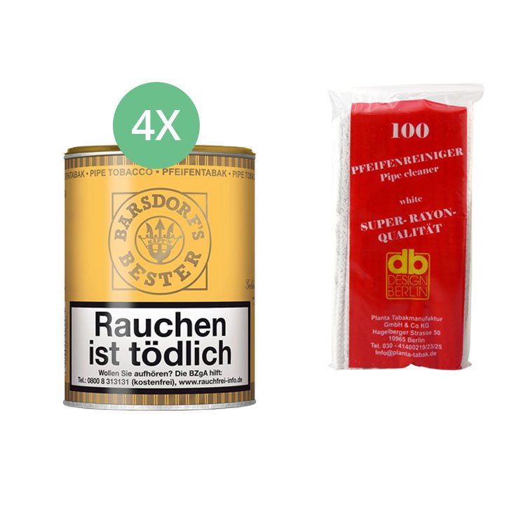 Barsdorf´s Bester Honey & Rum / Gold 4 x 160g Pfeifentabak mit Pfeifenreiniger 