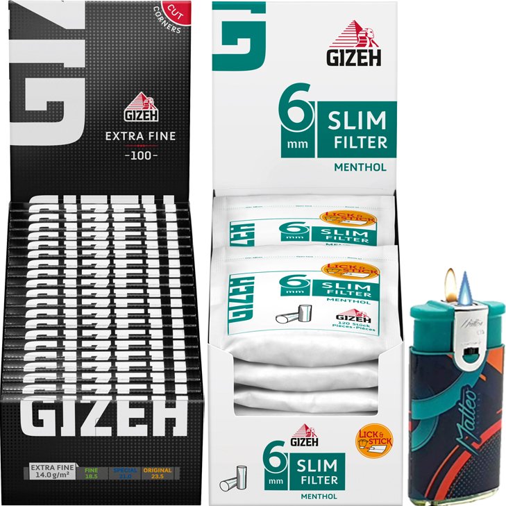 Gizeh Black Extra Fine mit Gizeh Slim Filter Menthol 6 mm