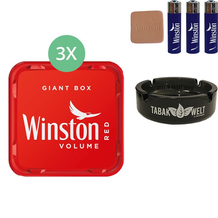 Winston Giant Box 3 x 245g mit Glasaschenbecher