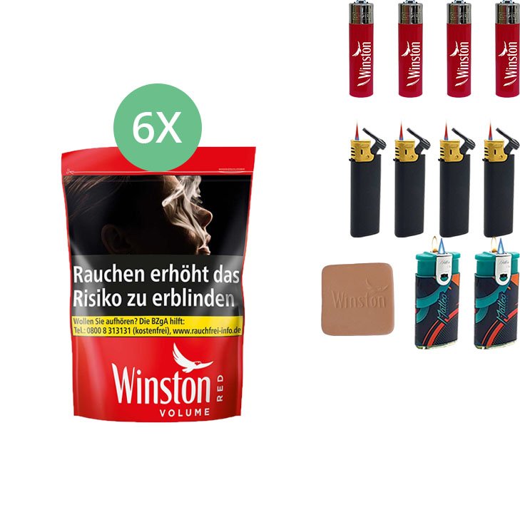 Winston Red 6 x 170g mit Feuerzeugen