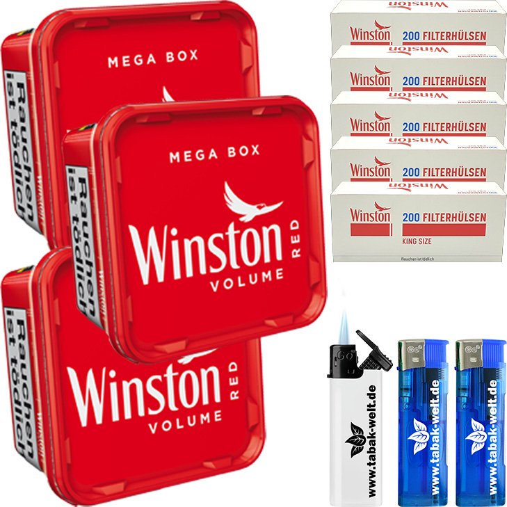 Winston Mega Box 3 x 125g mit 1000 King Size Hülsen