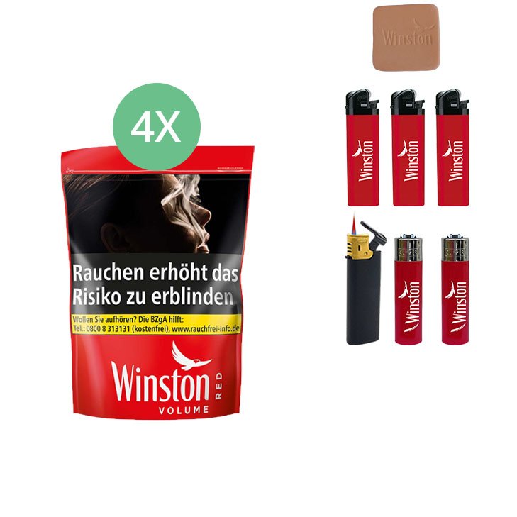 Winston Red 4 x 150g mit Feuerzeugen