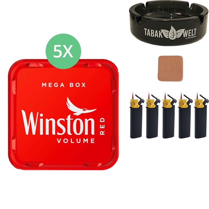 Winston Mega Box 5 x 140g mit Glasaschenbecher