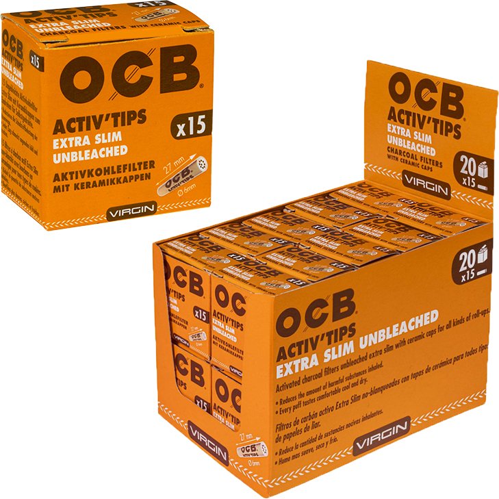 OCB Activ'Tips Extra Slim Unbleached 6 mm 20 x 15 Stück