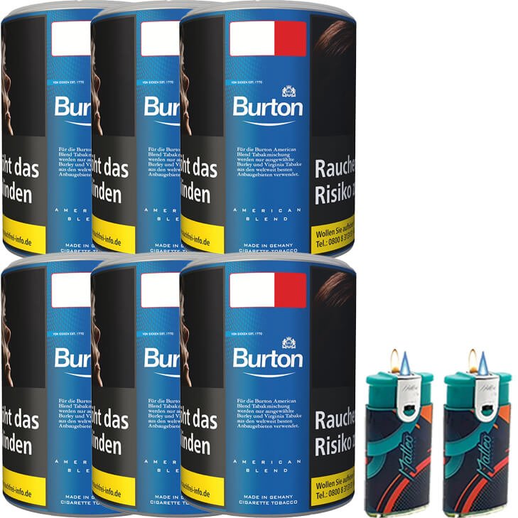 Burton Blue / Blau 6 x 120g mit Duo Feuerzeugen