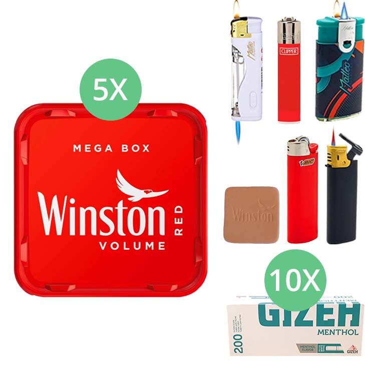 Winston Mega Box 5 x 140g mit 2000 Menthol Hülsen