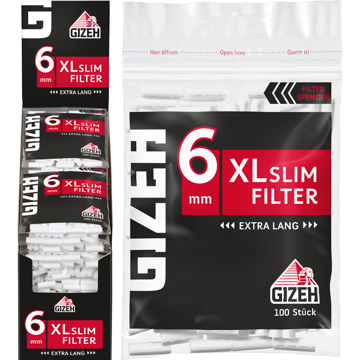 Gizeh Black XL Slim Filter 6 mm 20 x 100 Stück