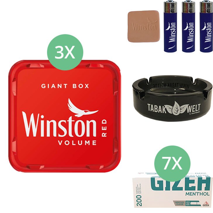 Winston Giant Box 3 x 220g mit 1400 Menthol Hülsen
