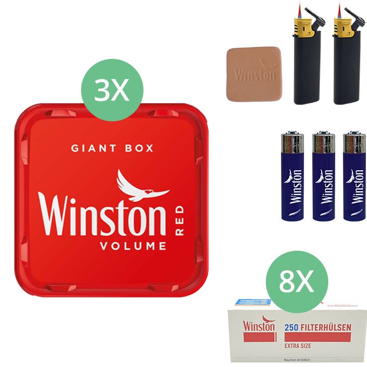 Winston Giant Box 3 x 245g mit 2000 Extra Size Hülsen