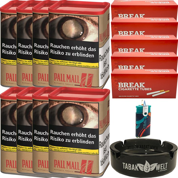 Pall Mall Authentic Red 8 x 55g mit 1000 King Size Hülsen