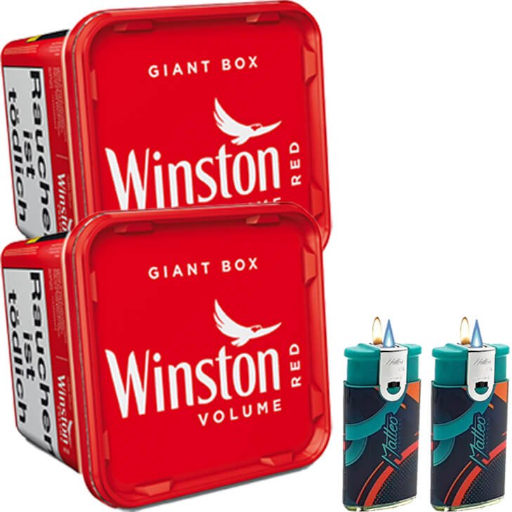 Winston Giant Box 2 x 245g mit Duo Feuerzeuge