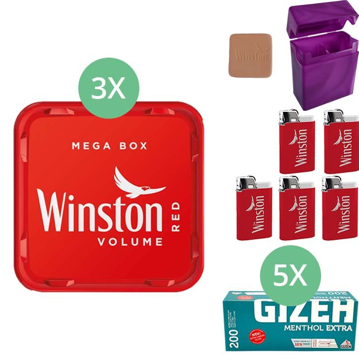 Winston Mega Box 3 x 125g mit 1000 Menthol Extra Hülsen