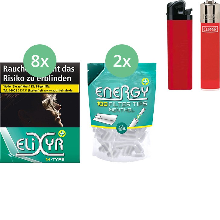 Elixyr Plus Zigaretten 8 x 25 + 200 Energy Menthol Filter Tips