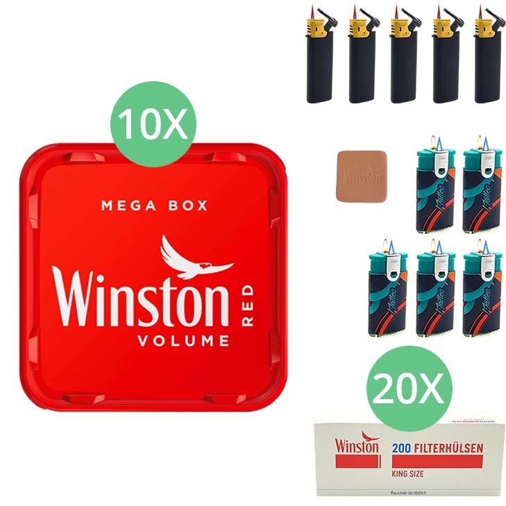 Winston Mega Box 10 x 125g mit 4000 King Size Hülsen