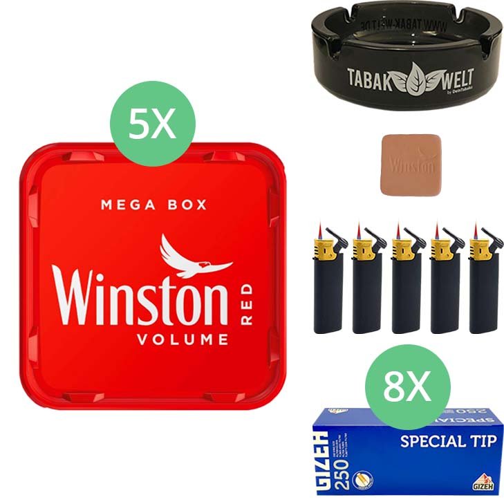 Winston Mega Box 5 x 140g mit King Size 2000 Hülsen
