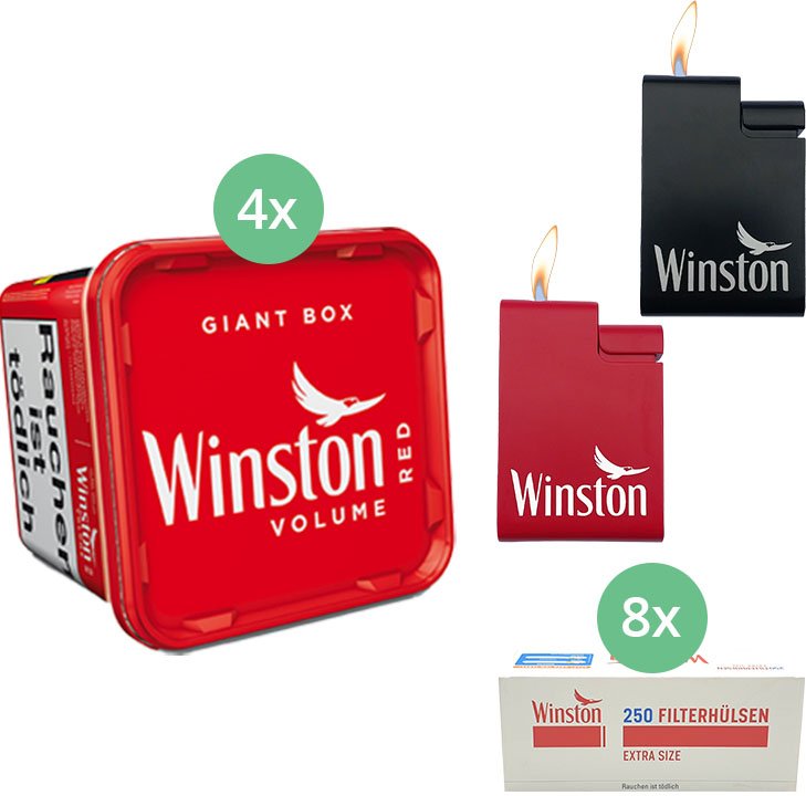 Winston Giant Box 4 x 220g mit 2000 Extra Size Hülsen