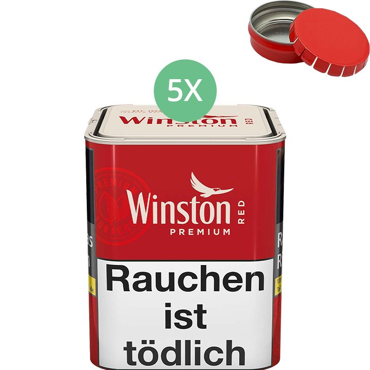 Winston Premium Red Feinschnitt 5 x 75g mit Mini Aschenbecher