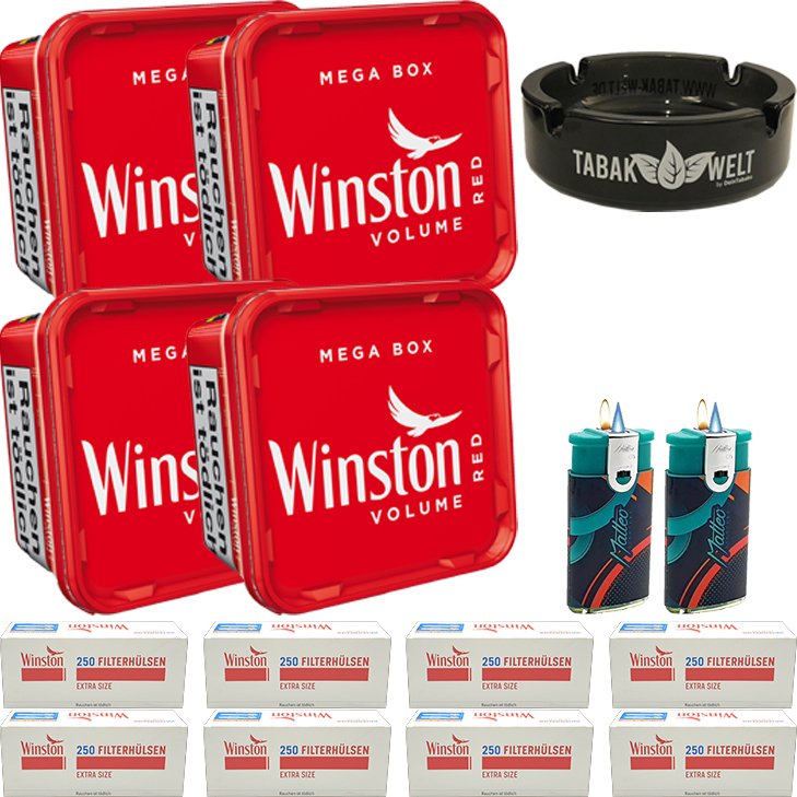 Winston Mega Box 4 x 125g mit 2000 Extra Size Hülsen