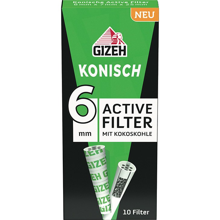 Gizeh Active Filter Konisch 6 mm 10 Stück