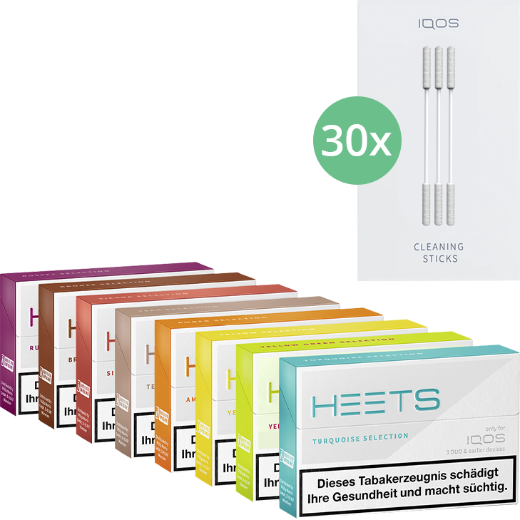 IQOS HEETS Probierpaket (8 Packs) mit Cleaning Sticks