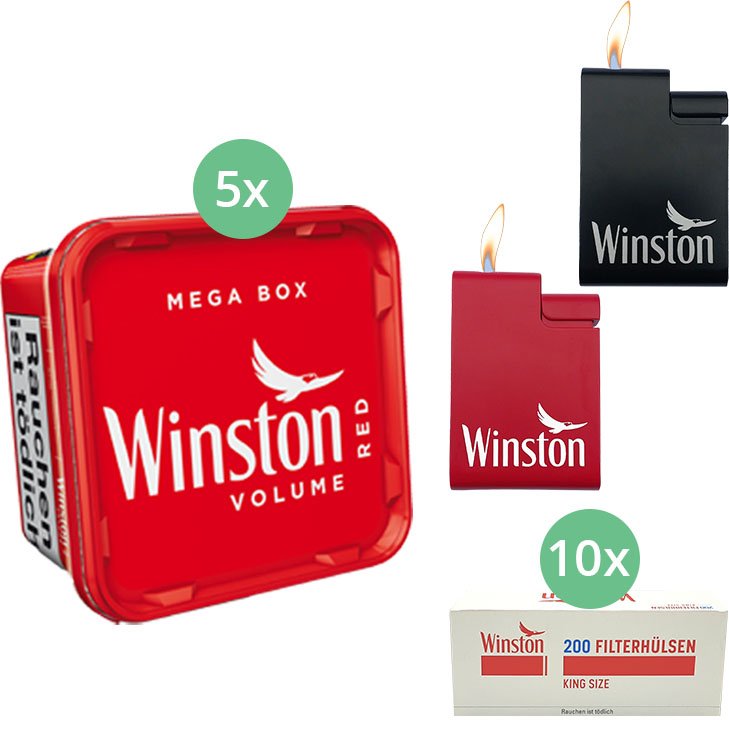 Winston Mega Box 5 x 140g mit 2000 King Size Hülsen