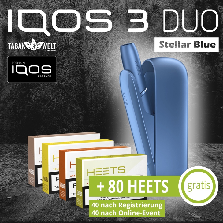 IQOS™ 3 DUO Starterkit Stellar Blue + 80 Heets