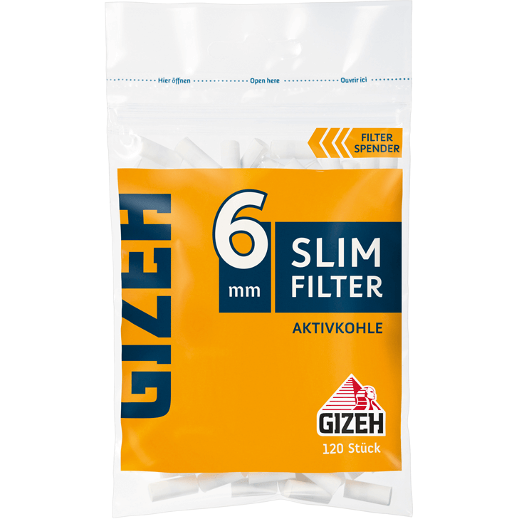 Gizeh Slim Filter Aktivkohle 6 mm 120 Stück