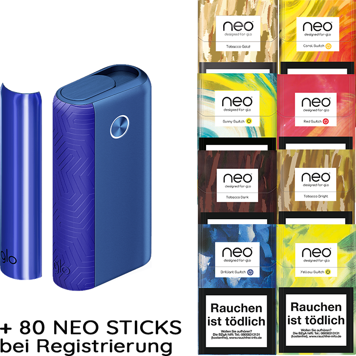 glo hyper+ UNIQ Blau Starter Kit + Gratis neo Sticks