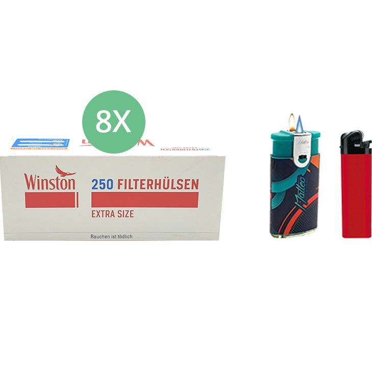 Winston Extra Filterhülsen 8 x 250er mit Feuerzeugen