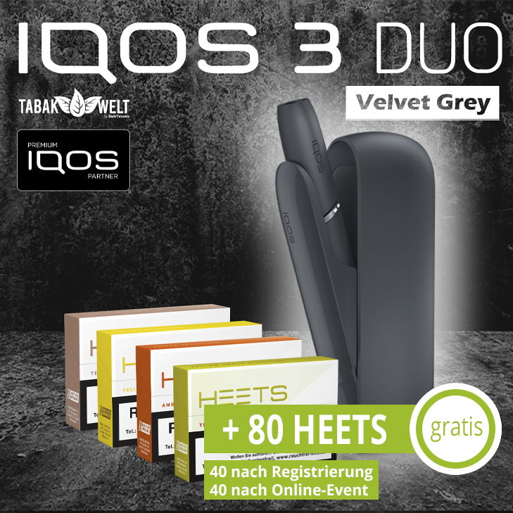 IQOS™ 3 DUO Starterkit Velvet Grey + 80 Heets