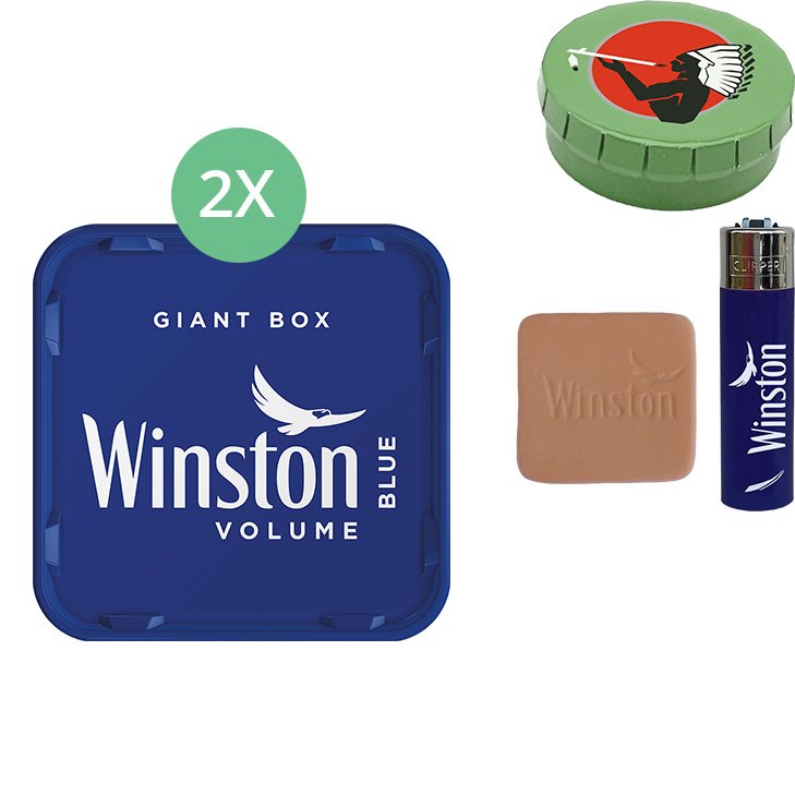 Winston Giant Box Blue 2 x 245g mit Taschenaschenbecher