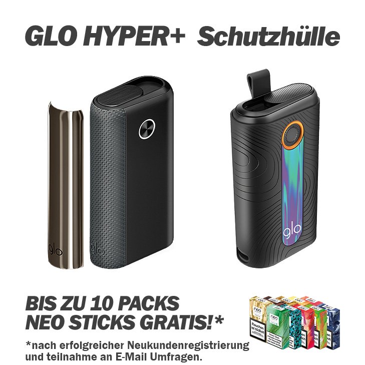 glo hyper+ UNIQ Schwarz Starter Kit + gratis neo sticks mit SLEEVE Interstellar