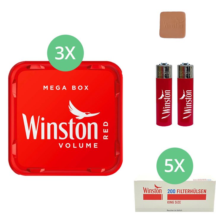 Winston Mega Box 3 x 140g mit 1000 King Size Hülsen