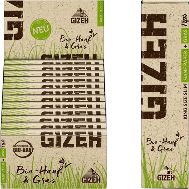 Gizeh Hanf & Gras King Size Slim 24 x 34 Blatt + Tips