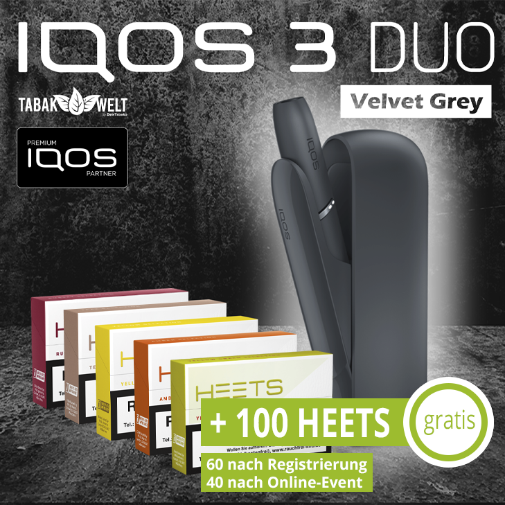 IQOS™ 3 DUO Starterkit Velvet Grey + 100 Heets