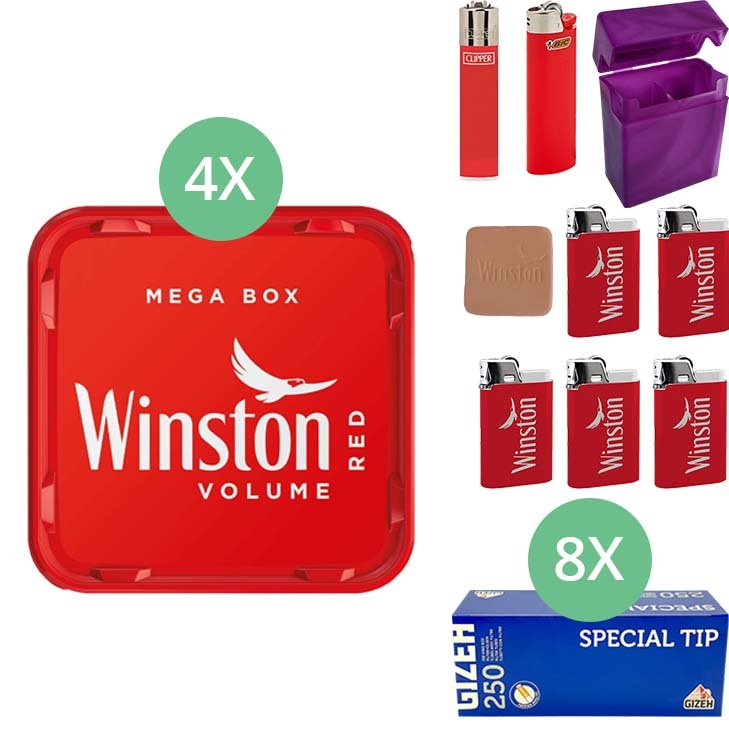 Winston Mega Box 4 x 140g mit 2000 King Size Hülsen