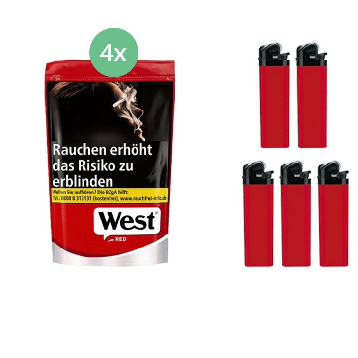 West Red Beutel 4 x 110g mit Feuerzeugen
