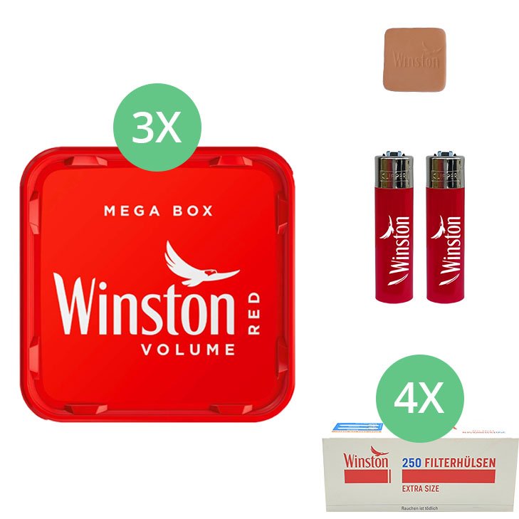 Winston Mega Box 3 x 125g mit 1000 Extra Size Hülsen