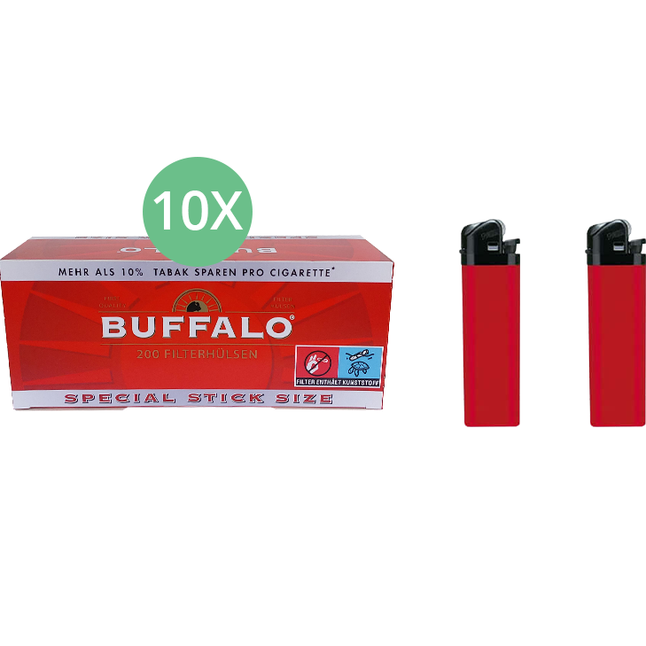 Buffalo Special Stick Size Filterhülsen 10 x 200er mit Feuerzeugen