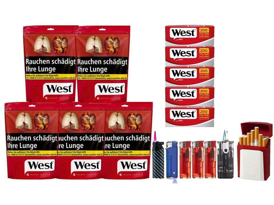 West Red Beutel 5 x 125g mit 1000 Hülsen