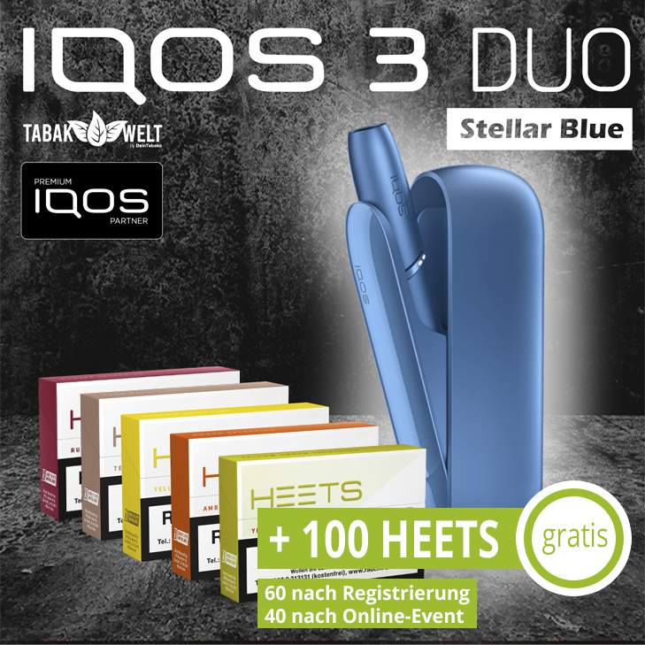 IQOS™ 3 DUO Starterkit Stellar Blue + 100 Heets