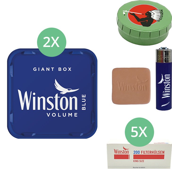 Winston Giant Box Blue 2 x 245g mit 1000 King Size Hülsen