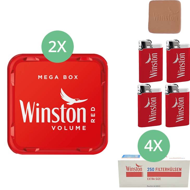 Winston Mega Box 2 x 140g mit 1000 Extra Size Hülsen