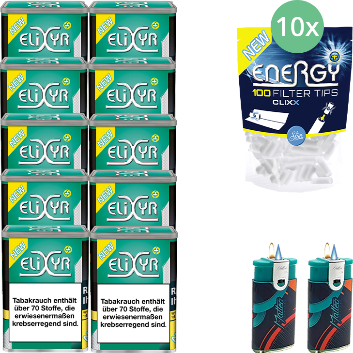 Elixyr Plus 10 x 115g mit Energy Plus Filter Tips Clixx
